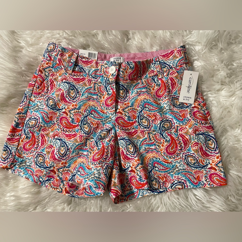crown & ivy Multicolor Paisley Cotton Shorts